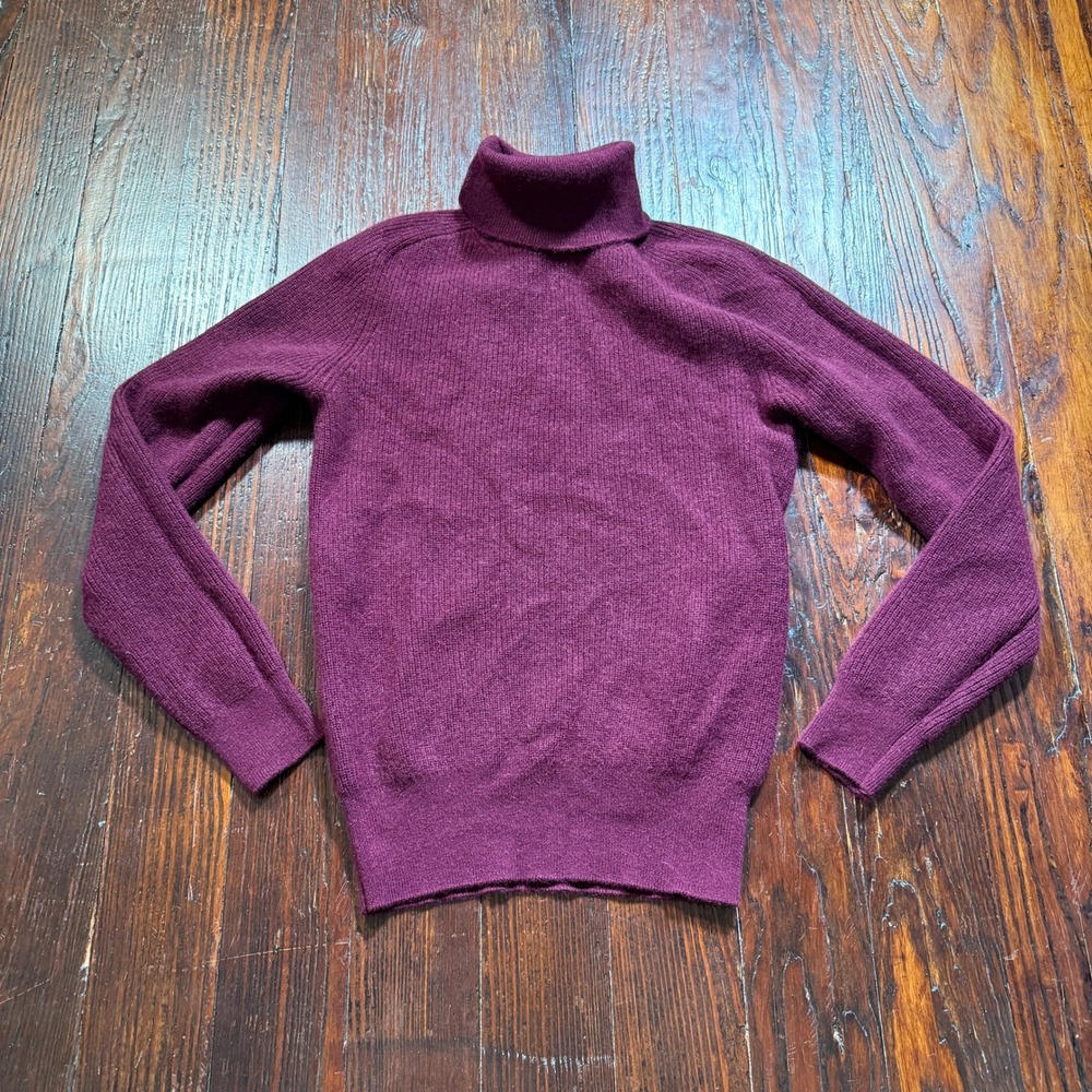 Ann Taylor Cashmere Sweater Women S Burgundy 100% Turtleneck Ribbed Knit